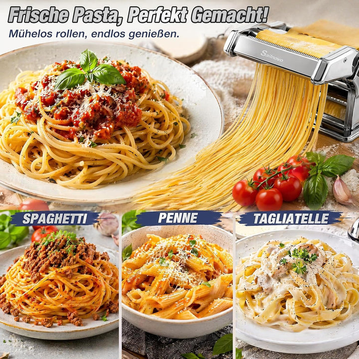 Sailnovo Nudelmaschine Pasta Maker 180 Aluminiumlegierung mit 9 Einstellbaren Stärkeeinstellungen un