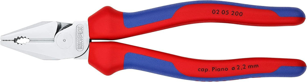 KNIPEX Kraft-Kombizange mit Comfort-Griffen verchromt 200 mm, 02 05 200 Mit Mehrkomponentenhüllen, B