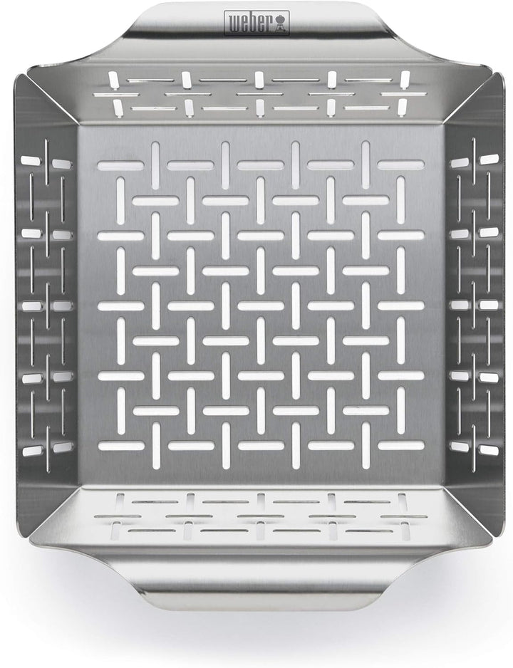 Weber glasierter Pizzastein, rund, 36 cm 18412 Schwarz & 6481 Deluxe Gem sekorb 19x24 cm, Grillkorb,