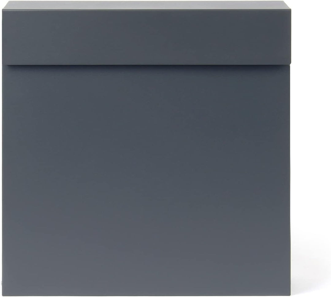 Wiltec Designer Briefkasten V49 anthrazit 370 x 105 x 370 mm, Wandbriefkasten mit Schloss und Zeitun