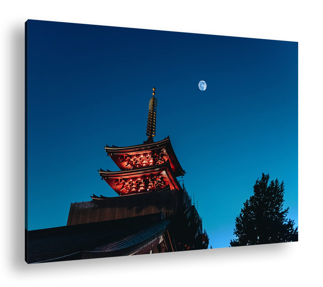 Schreinturm im Schein des Mondes Format: 100x70 als Leinwandbild, Motiv fertig gerahmt auf Echtholzr