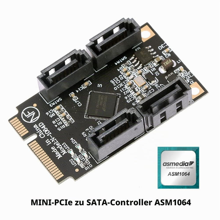 cablecc Mini PCI-E PCI Express auf 6 Gbit/s Vier Ports SATA 3.0 Adapter Konverter Festplattenerweite