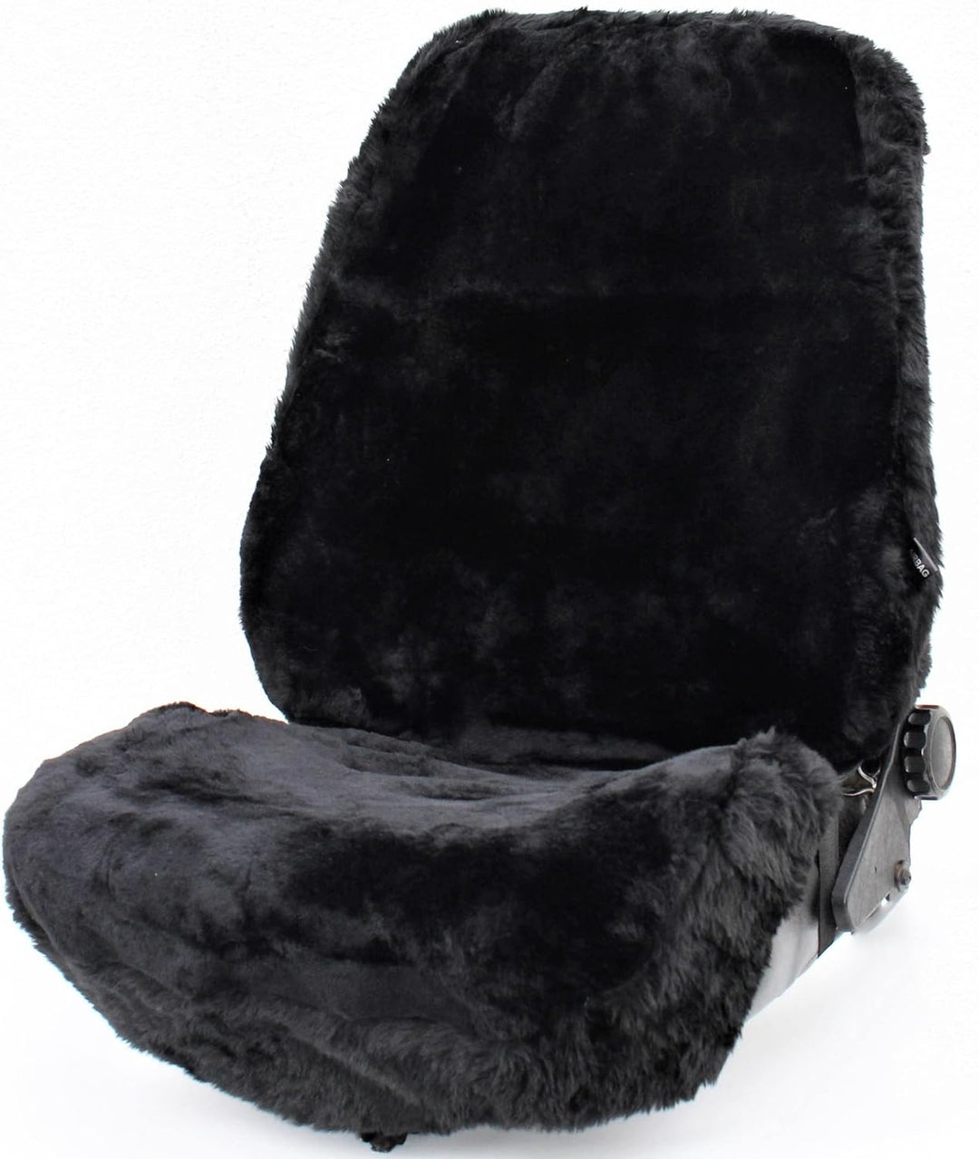 2X LAMMFELL-Sitzbezug aus feiner Wolle mit Farbauswahl (Schwarz), Schwarz