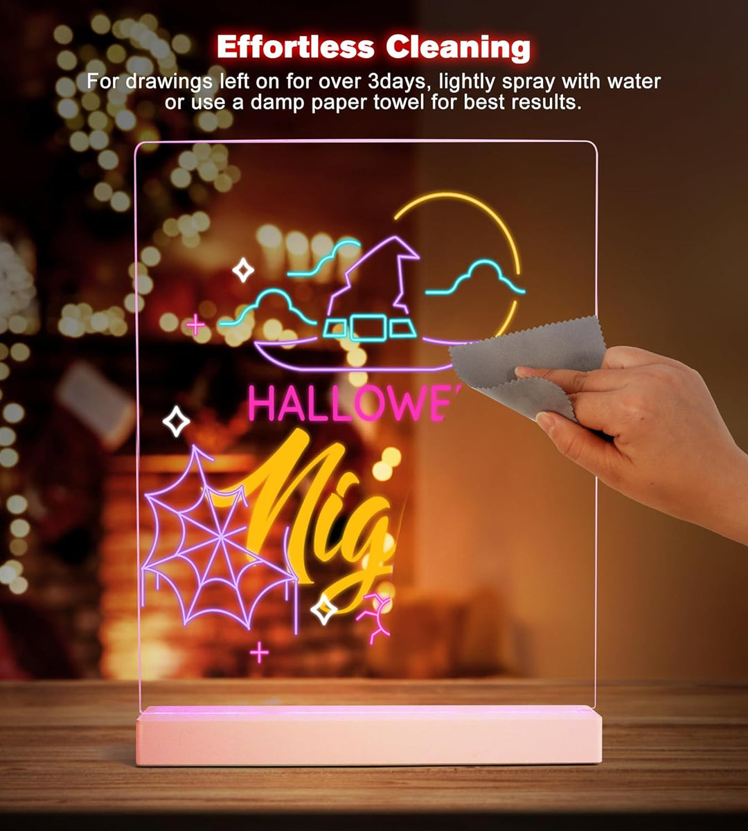 LED Notiztafel mit Farben, Leuchtendes Zeichenbrett für Kinder Acryl Notiztafel mit 7 Farben Stift -