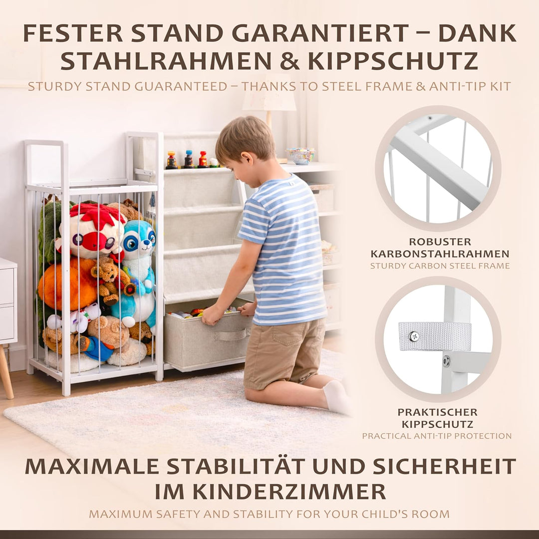 ONVAYA® Multifunktionales Kinderregal 4-in-1 | Tonie Regal, Kuscheltier Aufbewahrung, Kinder Bücherr