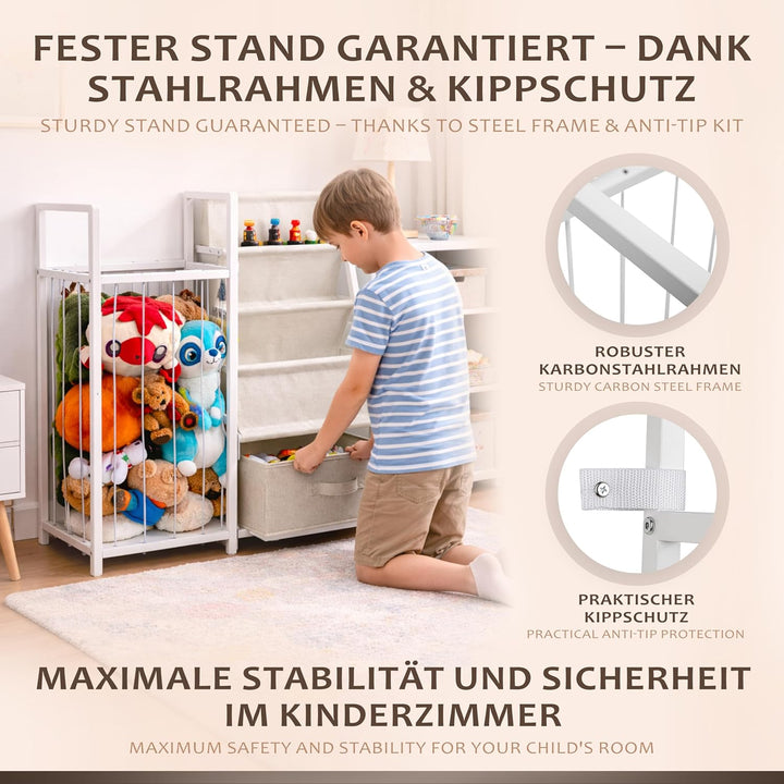 ONVAYA® Multifunktionales Kinderregal 4-in-1 | Tonie Regal, Kuscheltier Aufbewahrung, Kinder Bücherr