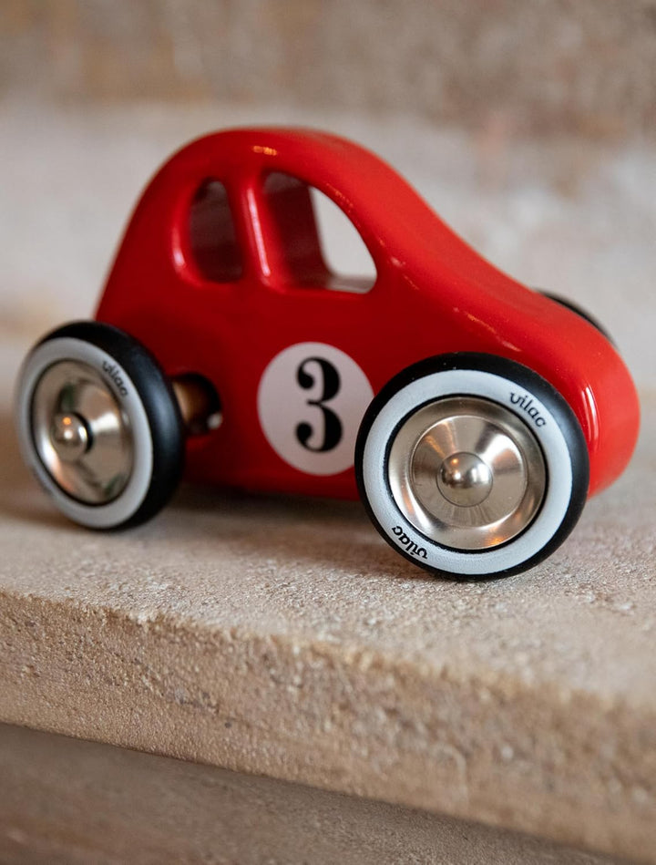 Vilac - Spiele und Spielzeug – Swing Car rot – Auto aus Massivholz – Räder aus Metall und Gummi – Za