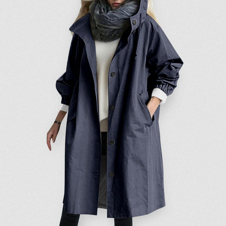 Beokeuioe Damen Trenchcoat Oversized Mantel Lang Umlegekragen Windjacke Einfarbig Damenmantel Überga