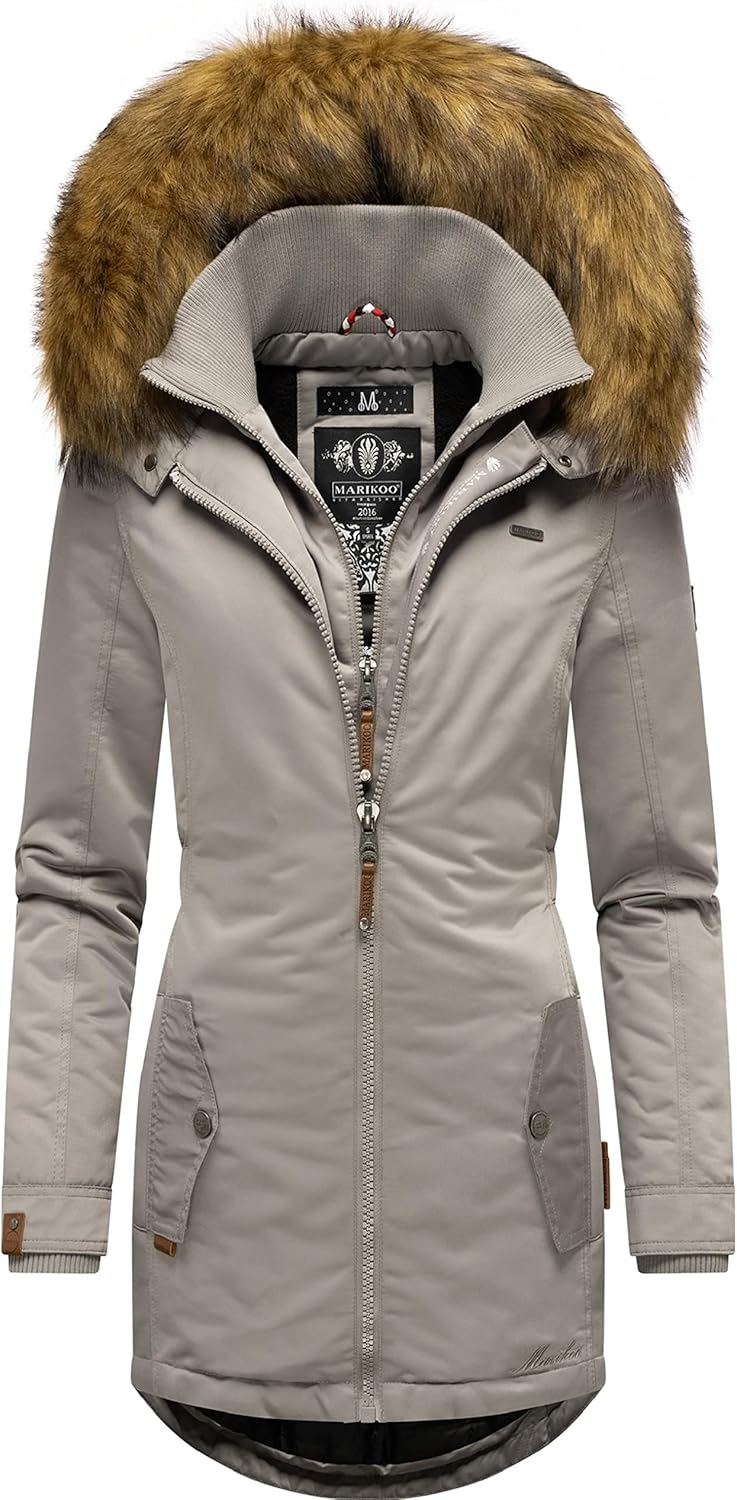 MARIKOO Damen Warmer Winterparka mit Kapuze Sanakoo XS-XXL XL Zinc Grey, XL Zinc Grey
