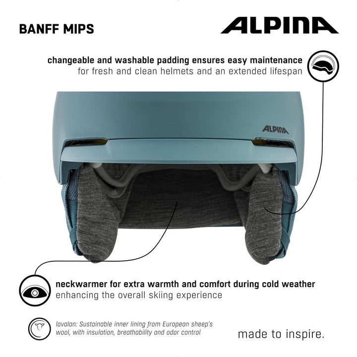 ALPINA BANFF MIPS - Nachhaltiger, Sicherer und leichter MIPS Skihelm Mit Schafswolle-Innenfutter Für