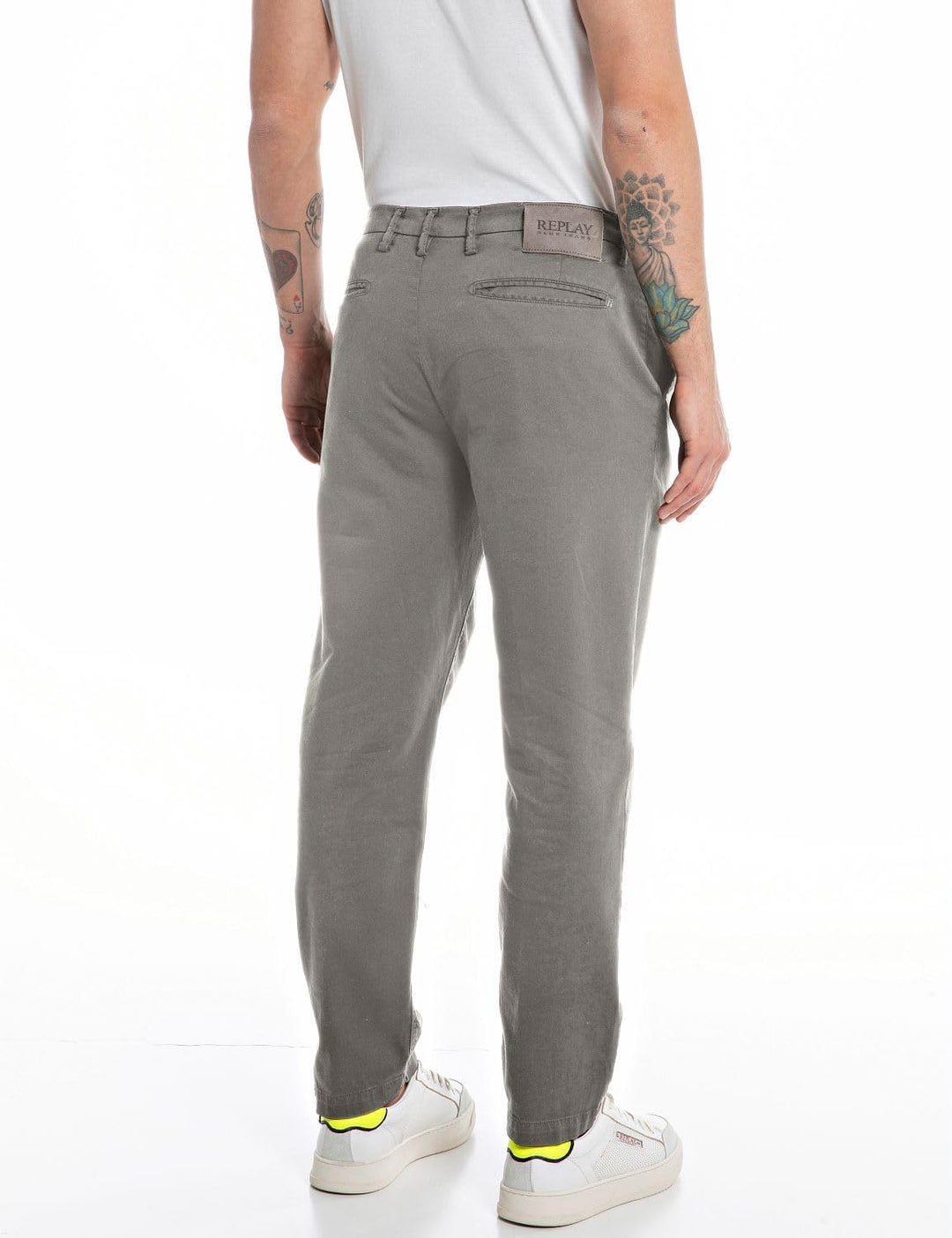 Replay Herren Chino Hose Benni Regular-Fit mit Stretch 36W / 34L Medium Grey 176, 36W / 34L Medium G