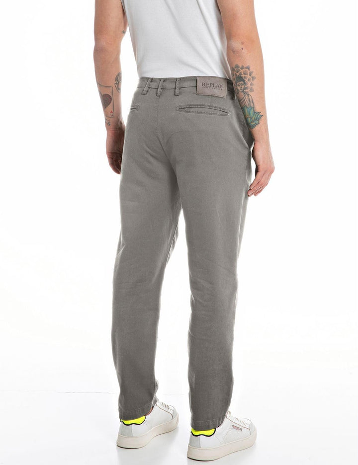 Replay Herren Chino Hose Benni Regular-Fit mit Stretch 36W / 34L Medium Grey 176, 36W / 34L Medium G