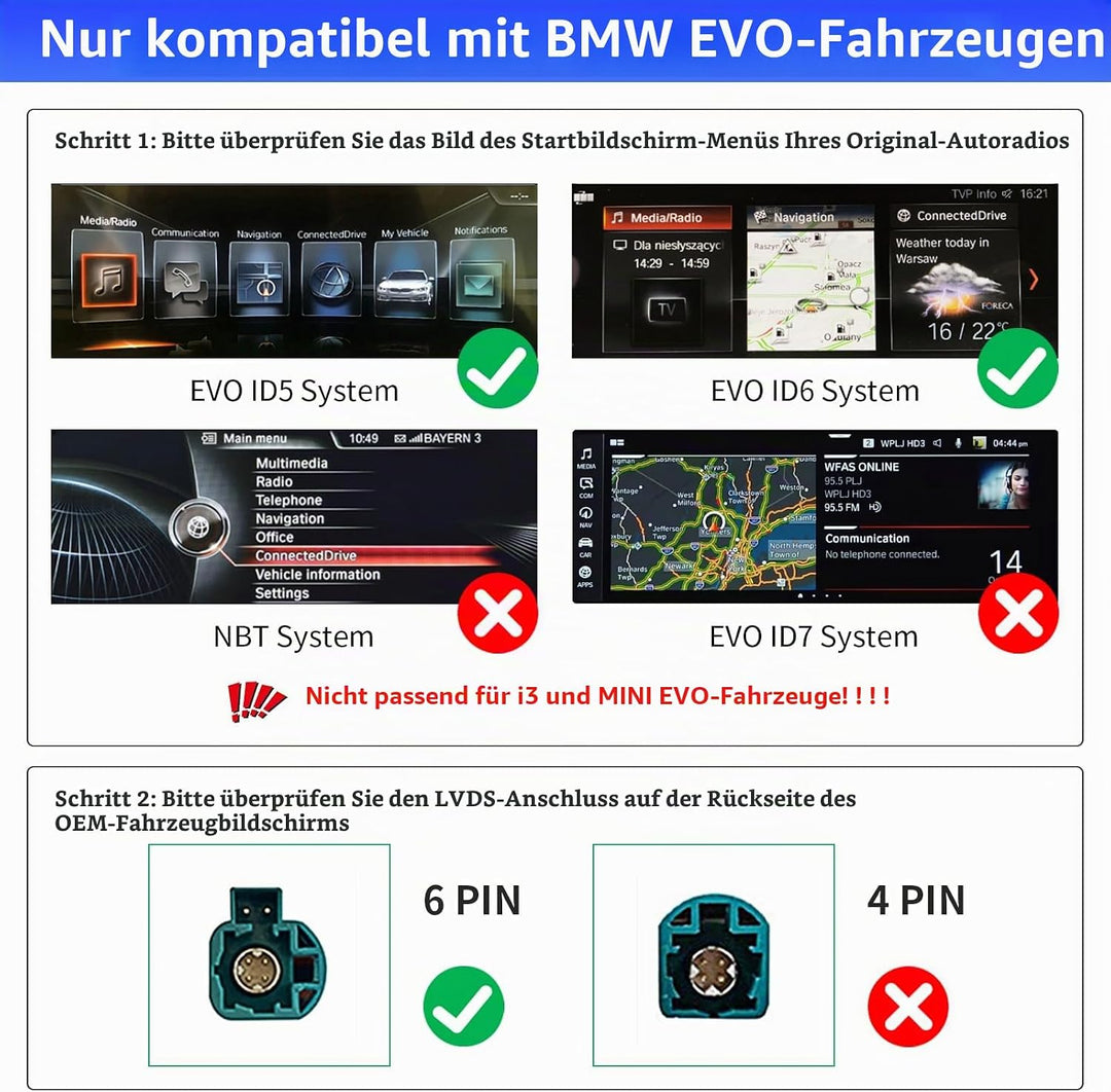 Road Top Wireless Carplay Android Auto für BMW 1 2 3 4 5 6 7 M3 M4 M5 X1 X2 X3 X4 X5 X6 2017-2020 Ja