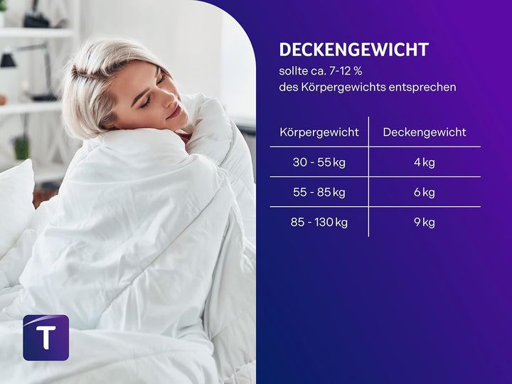 Traumnacht Entspannungsdecke 135 x 200 cm, 4 kg Gewichtsdecke zur Beruhigung und zum Abbau von Stres