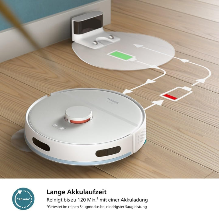 Philips Homerun Serie 2000 2. Gen: 2-in-1 Saug- und Wischroboter, 6.000pa Saugkraft, 130 Minuten Lau