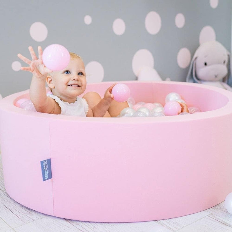 KiddyMoon 300 ∅ 7Cm Kinder Bälle Spielbälle Für Bällebad Baby Plastikbälle Made In EU, Rosa/Transpar