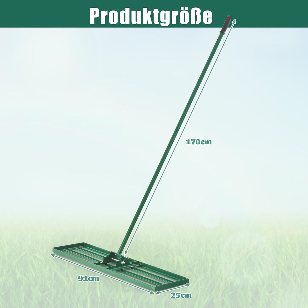 SOARS Rasen Rakel, Rasen Nivellierrechen mit 170 cm ergonomischem Stiel, Rasenrechen aus hochwertige