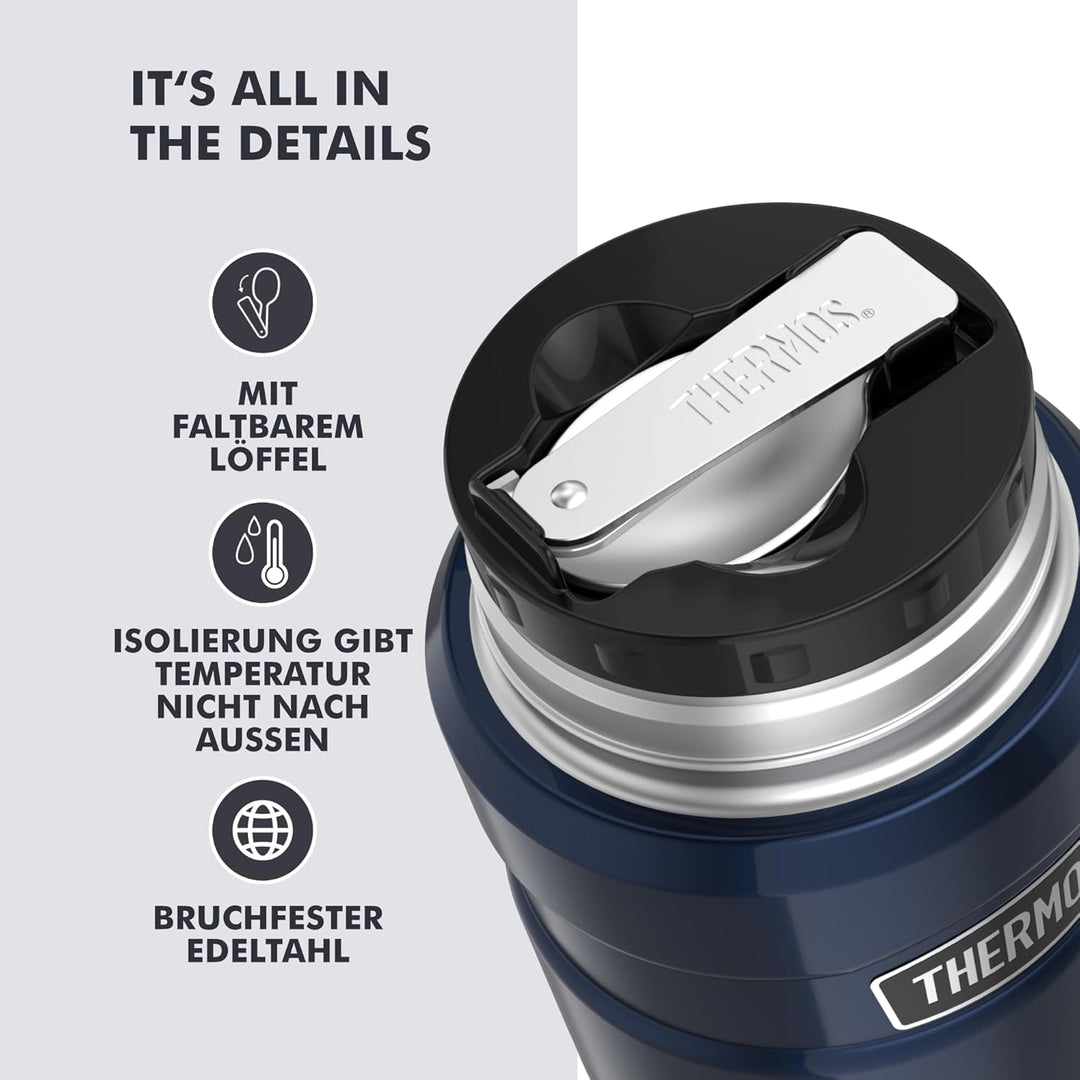 Thermos Stainless King Speisegefäss, Edelstahl, midnight blue, 470 ml mit Löffel 470 ml Midnight Blu