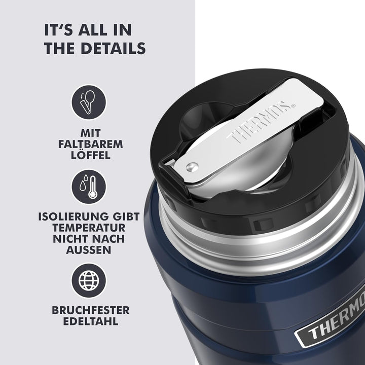 Thermos Stainless King Speisegefäss, Edelstahl, midnight blue, 470 ml mit Löffel 470 ml Midnight Blu
