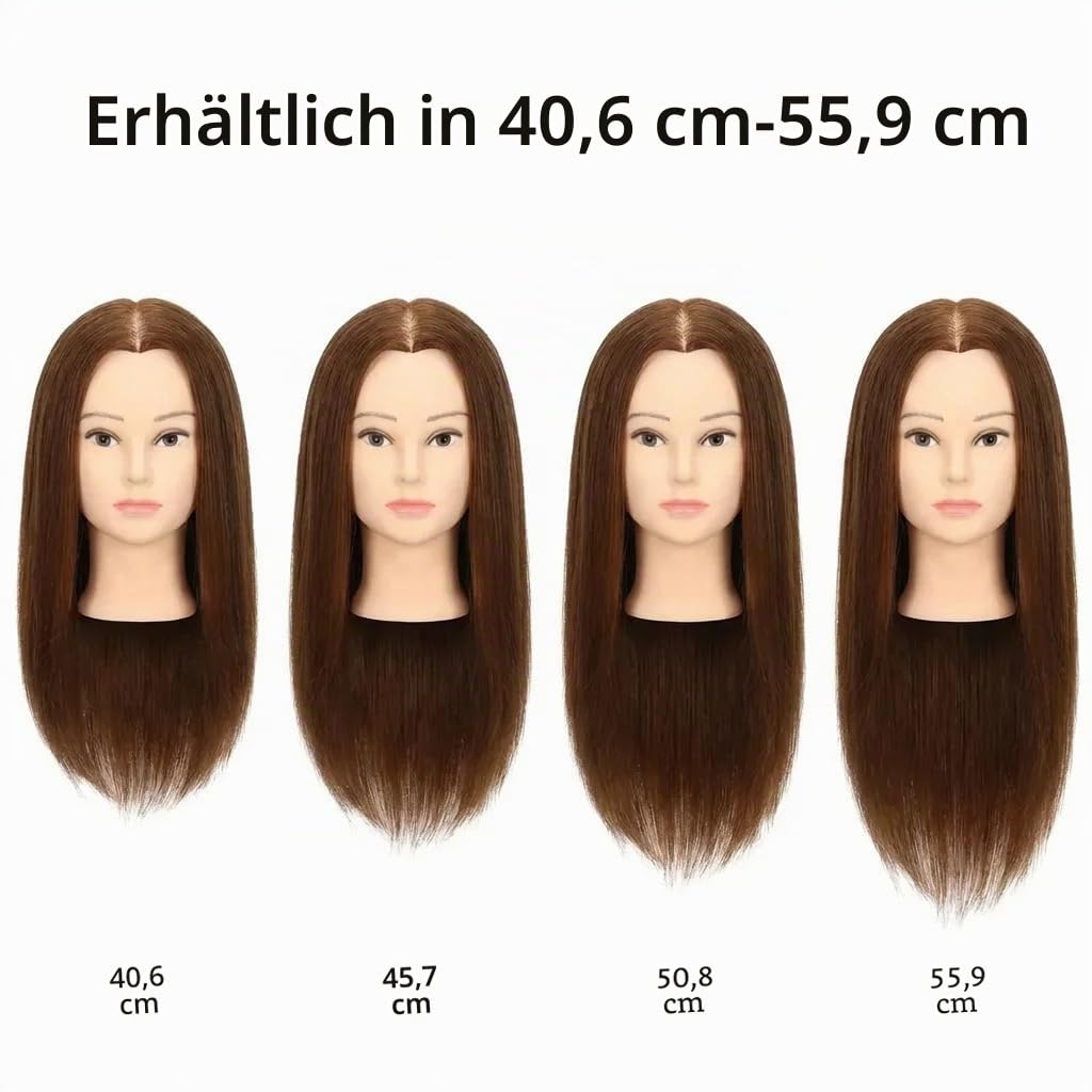 Weiblicher Mannequinkopf aus 100 % Echthaar, Styling-Kopf, Kosmetologie, Puppenkopf für Friseure, mi