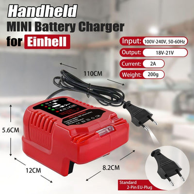 Mini-Ladegerät für Einhell 18V, 2A Akku Adapter Kompatibel mit Einhell Power X-Change 18 Volt Akku 4