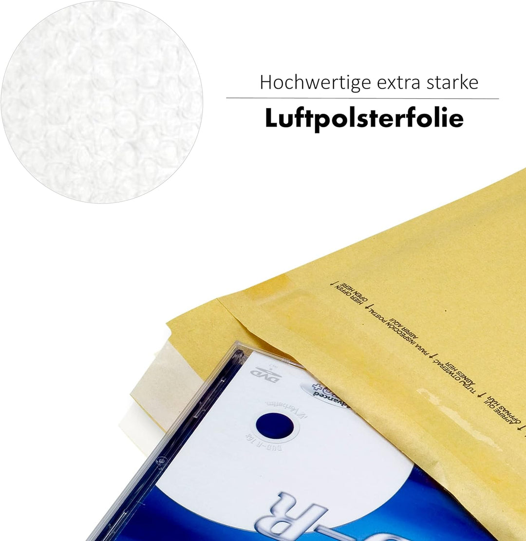 WPTrading - 400 Stück Luftpolstertaschen A5 200 x 275 mm Gr.4 (D) goldgelb selbstklebend - Kraftpapi