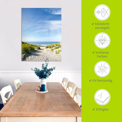 ARTland Glasbilder Wandbild Glas Bild einteilig 30x60 cm Hochformat Strand Meer Küste Nordsee Sand D