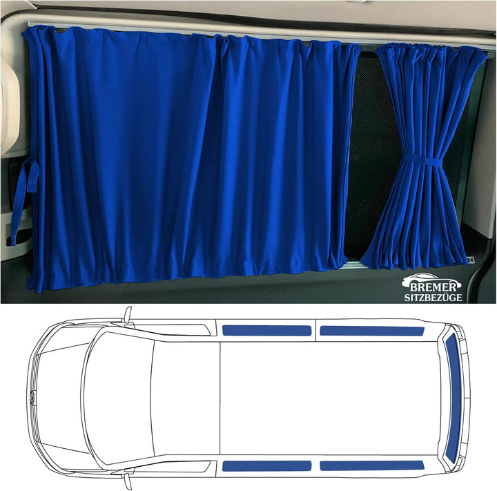 BREMER SITZBEZÜGE Mass Gardinen Vorhänge Sonnenschutz kompatibel mit VW T5 T6 T6.1 Transporter Carav