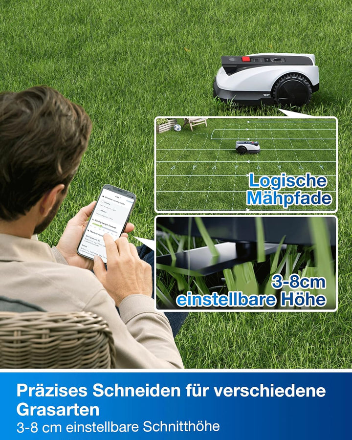 ECOVACS Goat O800 RTK Care Kit Mähroboter Ohne Begrenzungskabel, 800m², LiDAR-Gestützte RTK+Vision N