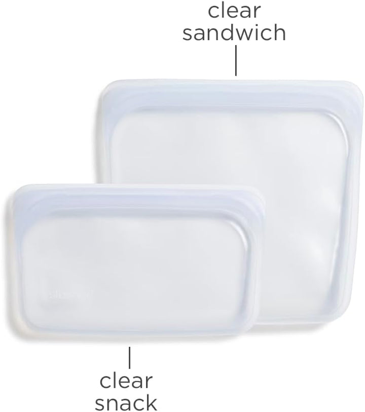 Stasher Bag Premium Silikonbeutel wiederverwendbar zur Aufbewahrung von Lebensmitteln, 2er-Pack, Kla