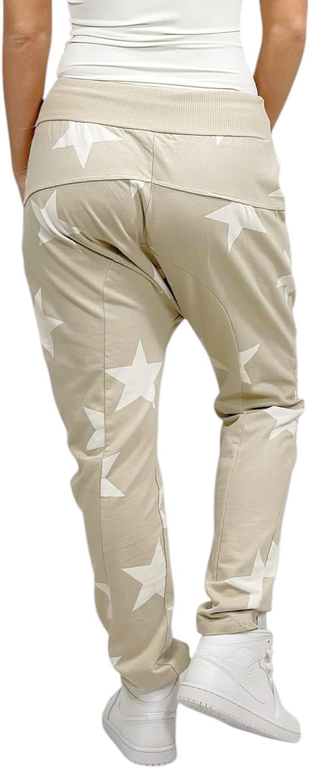 Mississhop Damen Hose Sweatpants Jogginghose Baumwolle Freizeithose Boyfriend Baggy Haremshose Stern