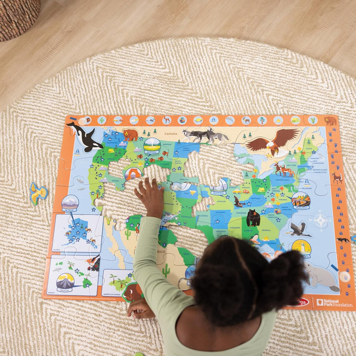 Melissa & Doug National Parks USA-Karte Bodenpuzzle – 45 Jumbo- und Tierförmige Teile, Such- und Fin