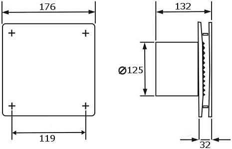Bad-Lüfter Ventilator Wandlüfter 100 125 150 VENTS LD /LDA (Edelstahl, Ø 125)