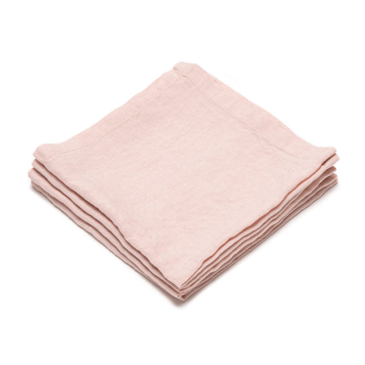 LinenMe 53 x 53 cm Leinen Stone Washed X4 Servietten Rosa, Vorgewaschen, Rosa
