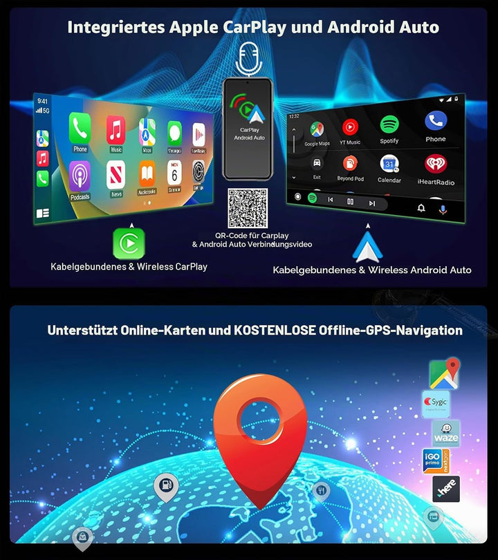 Erisin 10,25 Zoll Android 14 Autoradio 1Din GPS Navi für Audi Q5 2009-2016 Unterstützt Kabelloses Ca