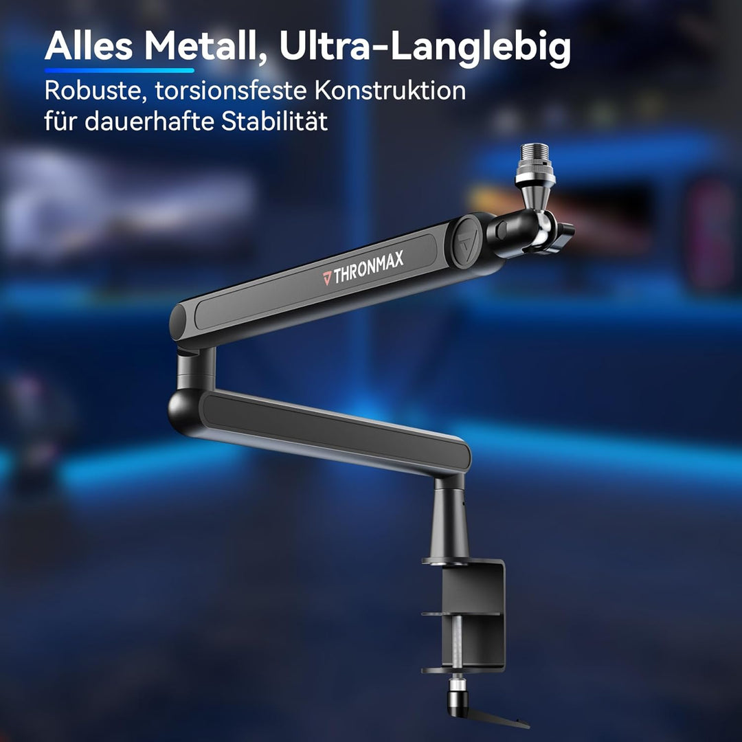 THRONMAX S7 Tune Low Profile Mic Arm, 360° drehbarer Mikrofonarm Mikrofonständer, Kabelmanagement, e