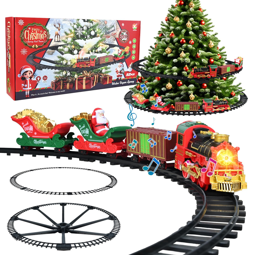 Ulikey Weihnachtsbaum Zug, Weihnachts Eisenbahn Spielset, Weihnachtszug um den Baum, Zug für Weihnac