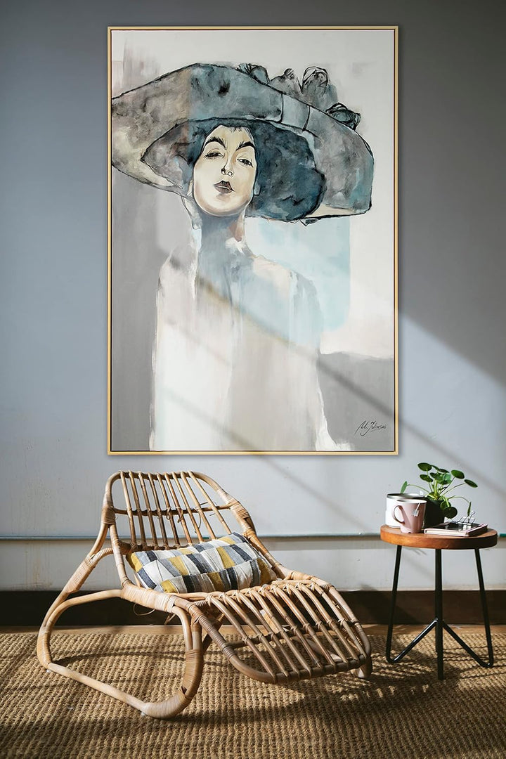 YS-Art XXL Abstrakt Acryl Gemälde auf Leinwand mit Rahmen Bridget handgemalte Wandbilder Wohnzimmer