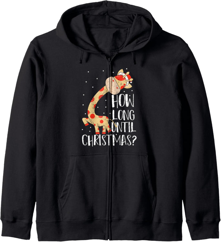 Giraffe: How Long Until Christmas? - Tier Sprüche Kapuzenjacke