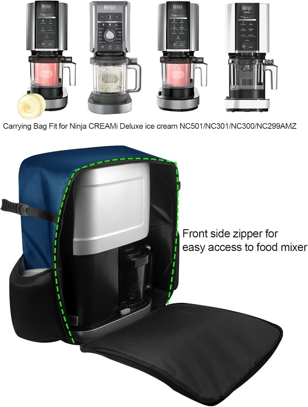 AF-WAN Tragetasche für CREAMi Eismaschinen–Transporttasche mit Griffen, Frontfach & Mesh-Seitentasch