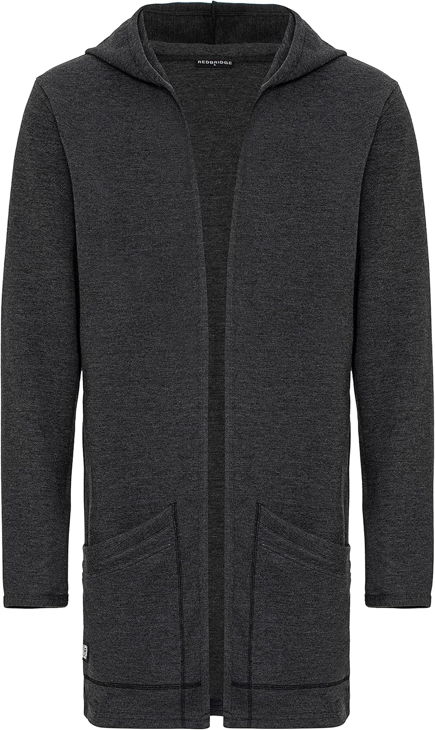 Redbridge Langer Kapuzen-Cardigan Bequemer offener Hoodie für Freizeit und Alltag, Anthrazit