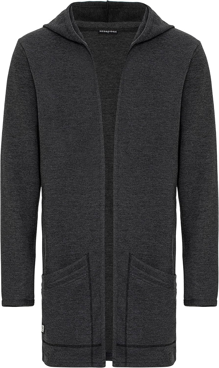 Redbridge Langer Kapuzen-Cardigan Bequemer offener Hoodie für Freizeit und Alltag, Anthrazit