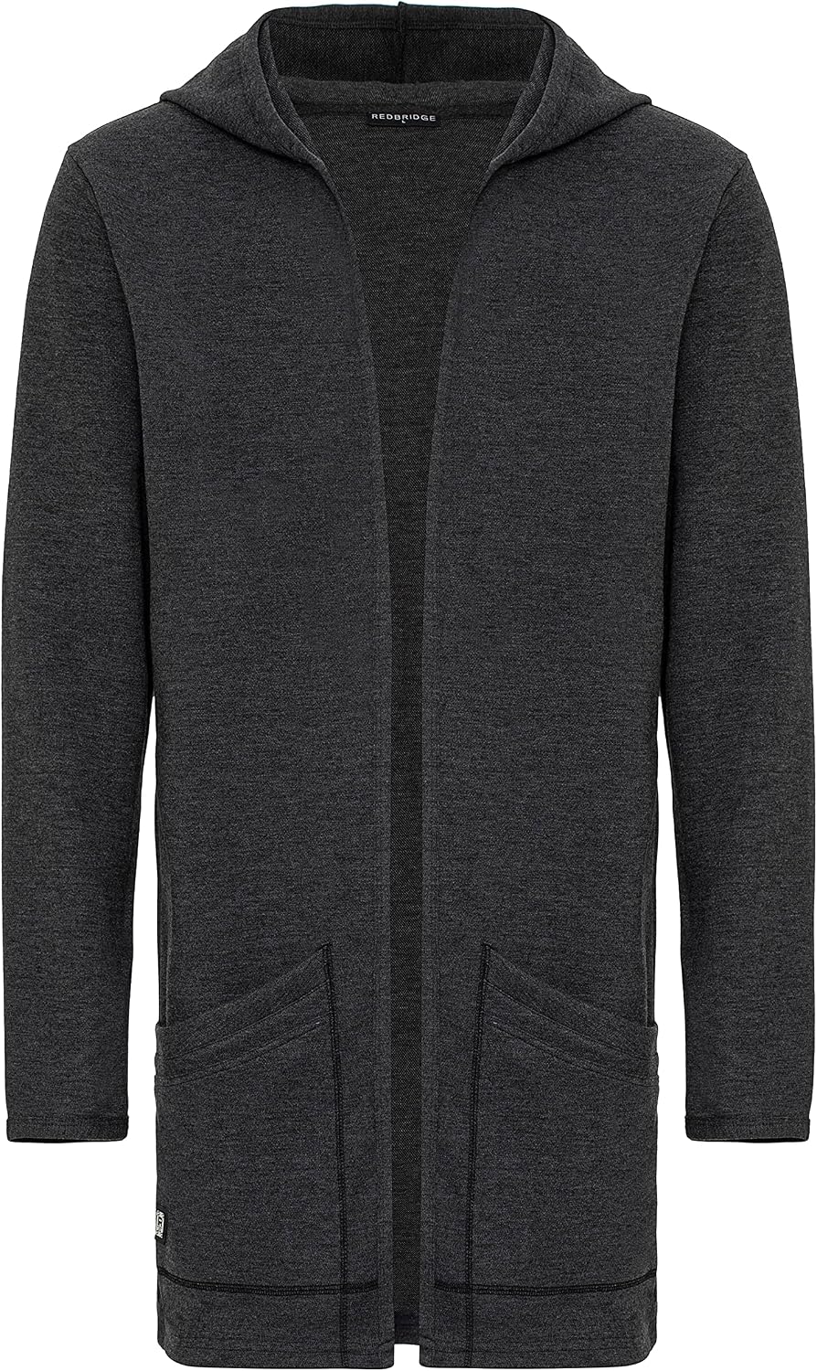 Redbridge Langer Kapuzen-Cardigan Bequemer offener Hoodie für Freizeit und Alltag, Anthrazit