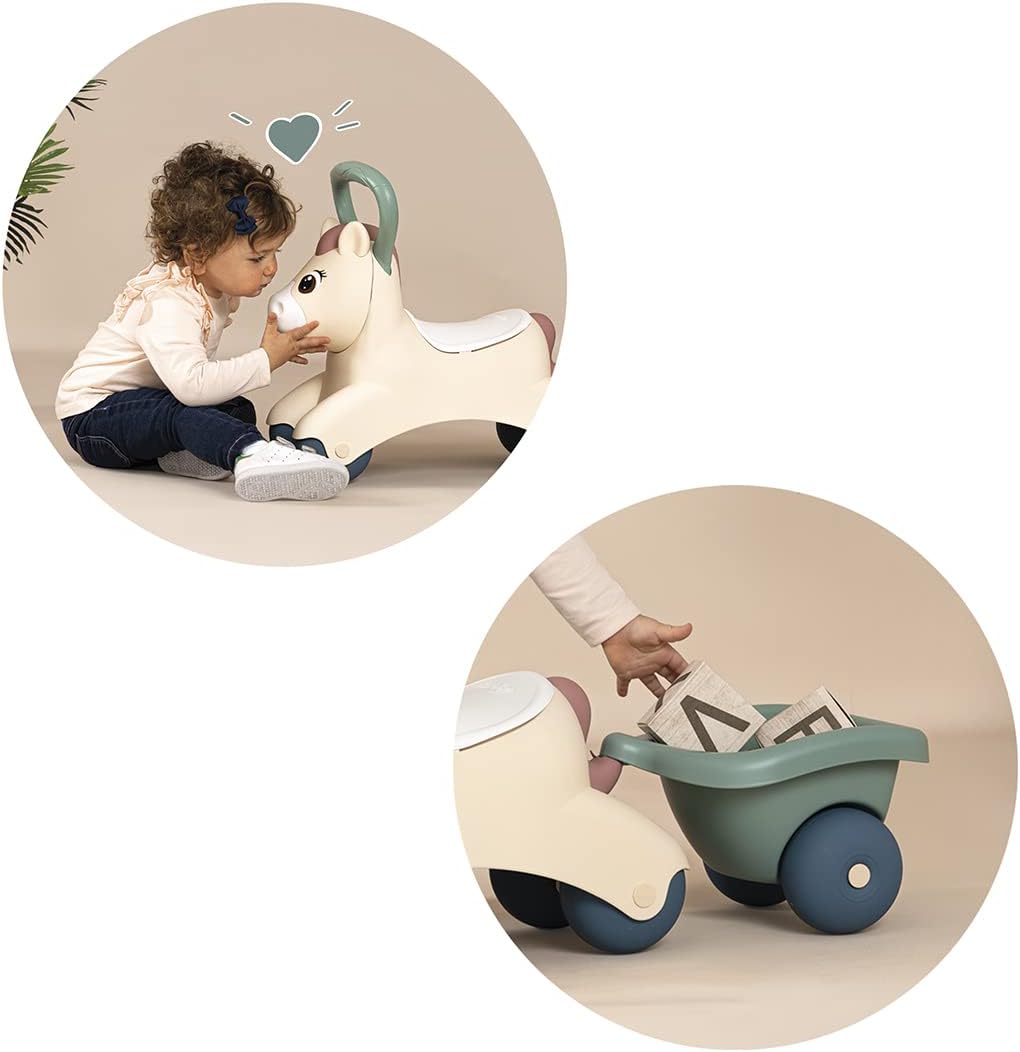Smoby Toys - Little Smoby Baby-Rutscher Pony - Rutschfahrzeug ab 1 Jahr - Baby-Lauflernhilfe mit kle
