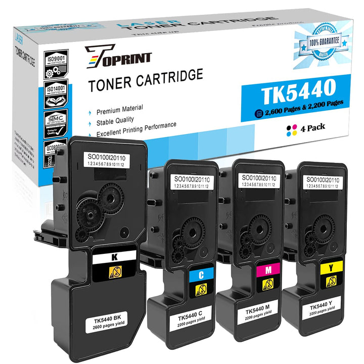 4 Farben Kompatible Tonerkartuschen TK5440 TK-5440 TK 5440 TOPRINT 2600 Seiten für Schwarz & 2200 Se