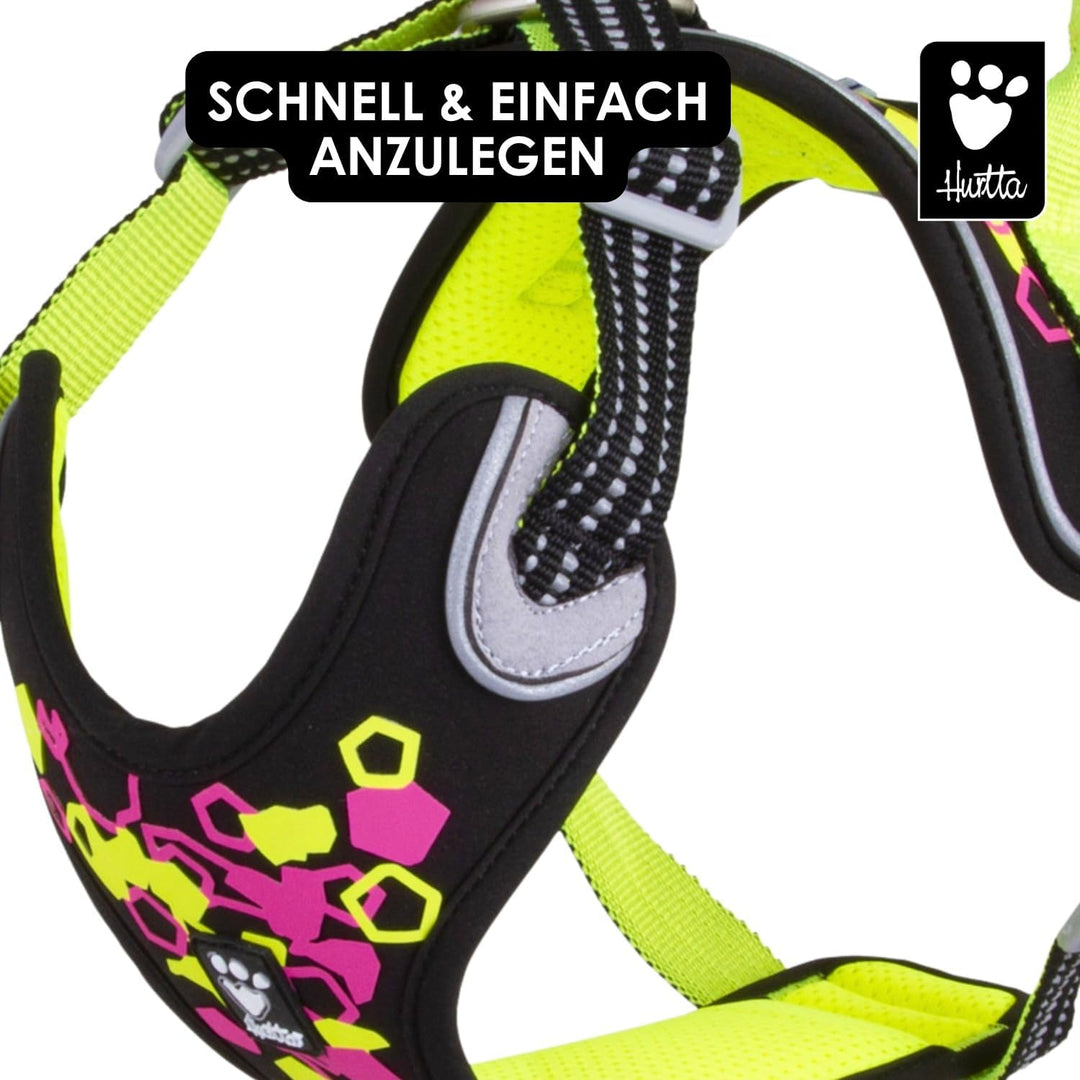 Hurtta Weekend Warrior Neon Hundegeschirr II (Licorice, Lakritz, 55-70 cm) licorice, Lakritz 55-70 c