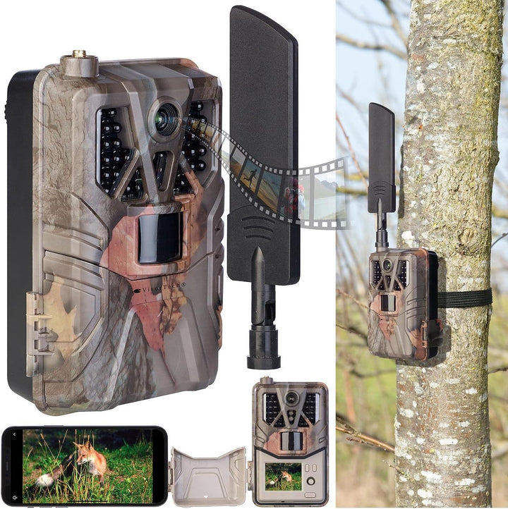 VisorTech Wildkamera mit SIM Karte: 4G/LTE-Akku-Wildkamera mit 2K-Auflösung, PIR-Sensor, Nachtsicht,