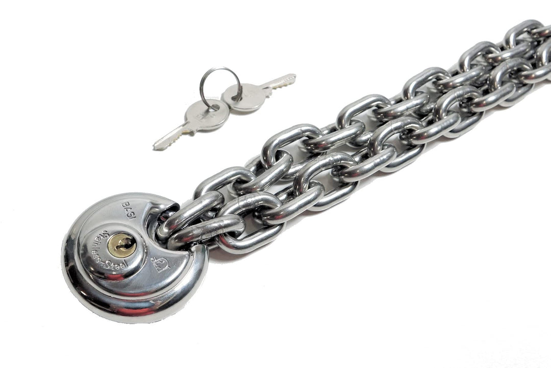 KAMERO Edelstahl V4A Kettenschloss mit Vorhängeschloss, 6mm 300cm | rostfrei 6mm Kette, 300cm, 6mm K