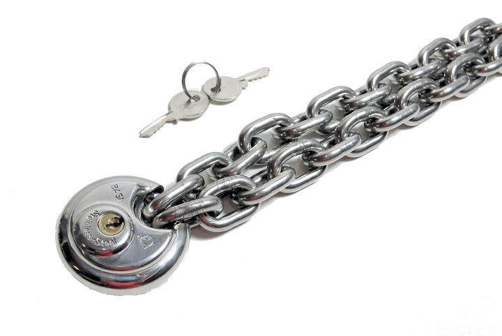 KAMERO Edelstahl V4A Kettenschloss mit Vorhängeschloss, 6mm 300cm | rostfrei 6mm Kette, 300cm, 6mm K