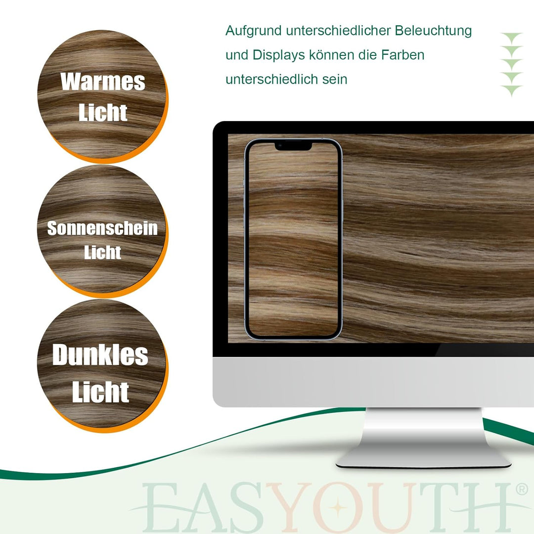 Easyouth Pferdeschwanz Extensions Echthaar Zopf Haarverlangerung Echthaar 14 Zoll Farbe Dunkleres Br
